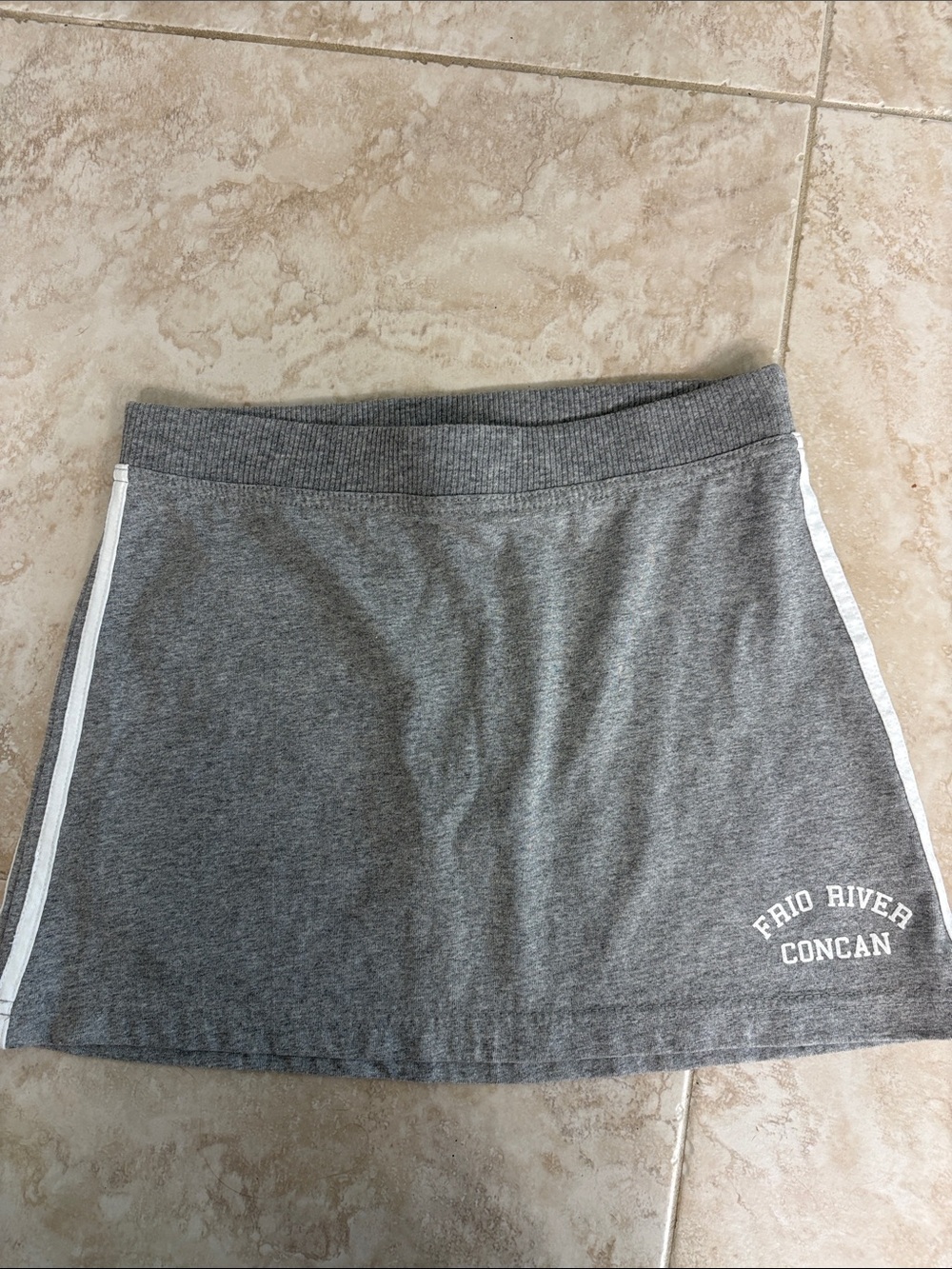 Heather Gray Athletic Mini Skirt with White Side Stripes